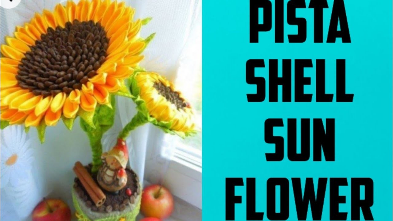 DIY. How to make Sun Flower from pista shell. Room Decor idea. pista shell craft