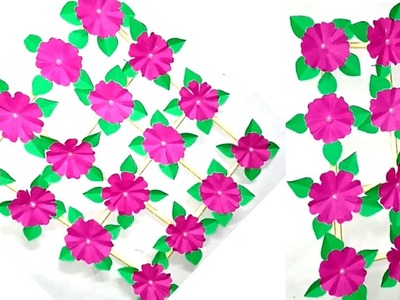 Easy & Beautiful paper flowers wall hanging.paper flowers.paper craft.wall decor ideas