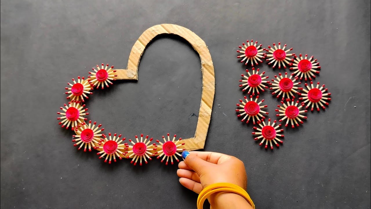 Heart shape wall hanging craft with matchstick || Paper Craft