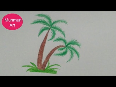 How to draw  coconut tree !!  beautiful coconut tree drawing  for kids !!