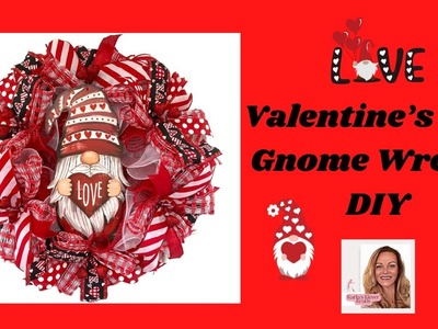 How to Make a Valentines Day Gnome Wreath, DIY Cruffle Method Mesh Wreath, Winter Home Decor