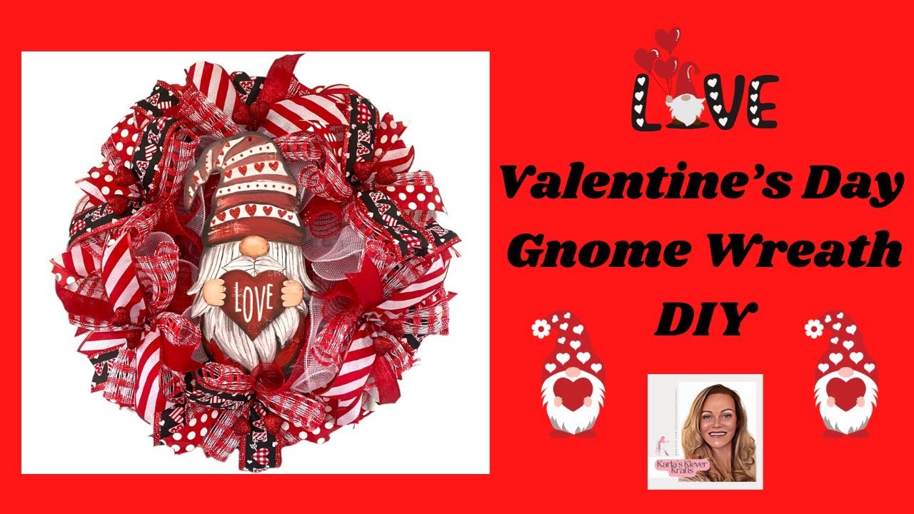 How to Make a Valentines Day Gnome Wreath, DIY Cruffle Method Mesh Wreath, Winter Home Decor