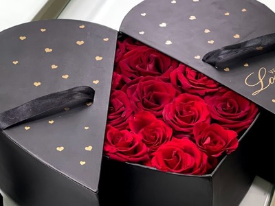 Making a heart shaped box with red roses ???? Valentine's day gift ????