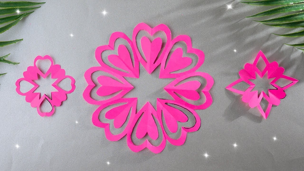Paper cutting design hearts snowflake [Easy]