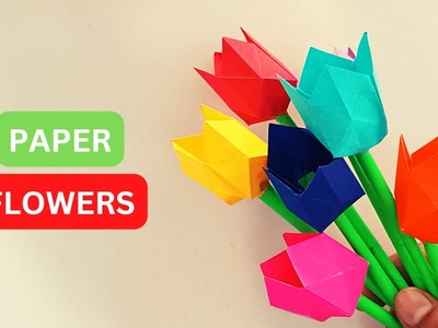 Paper Flowers | Origami Tulip Flowers| Valentine Gift Ideas | Paper Craft | @craftboatofficial