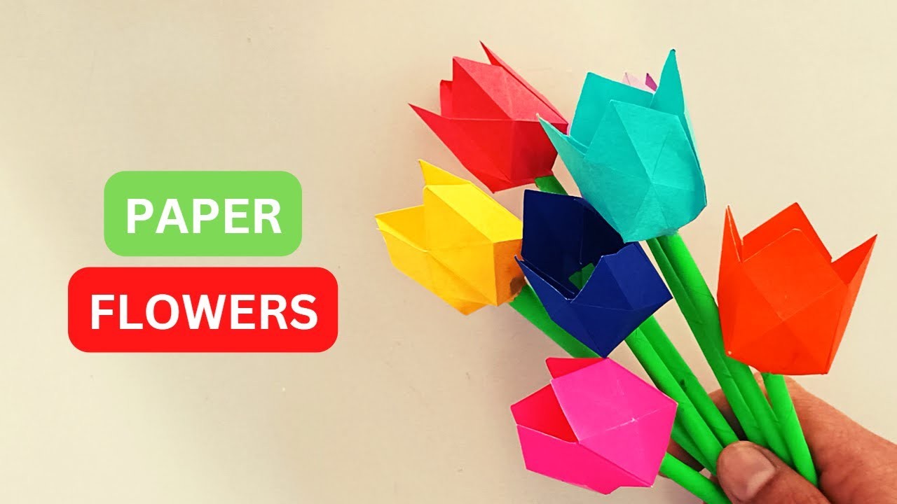 Paper Flowers | Origami Tulip Flowers| Valentine Gift Ideas | Paper Craft | @craftboatofficial