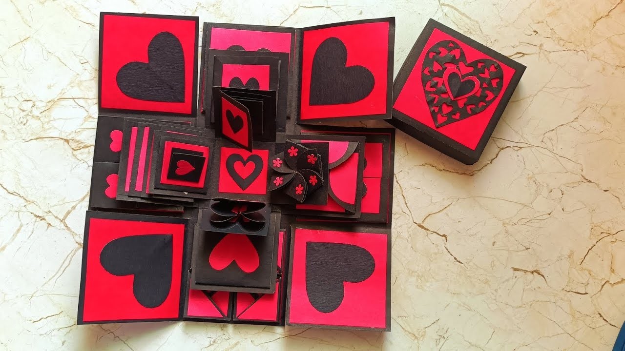 Red Romantic Multifold Valentine's Explosion Gift Box ????#valentinesday #explosionbox #tubertip