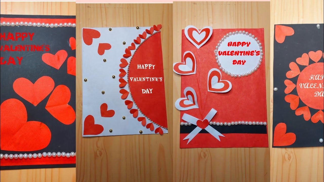 Top 4 Valentine's Day Card Making Idea.Beautiful Paper Craft Idea.Handmade Valentines Day Card
