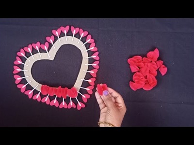 Unique Valentine's Day Wall Hanging Craft.Home Decoration Ideas.Earbud Craft.Walldecor