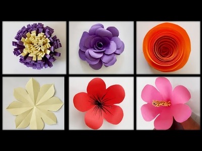6 Beautiful Paper Flower craft ideas || easy paper craft flowers || paper craft  rose