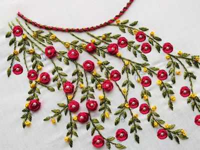 A Unique Neckline Embroidery No one Seen before - Kurti Embroidery - Beginners Hand Embroidery
