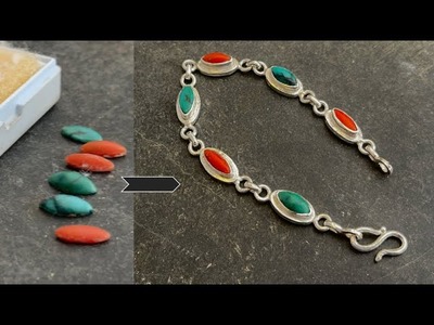 Crafting beautiful silver bracelet with coral