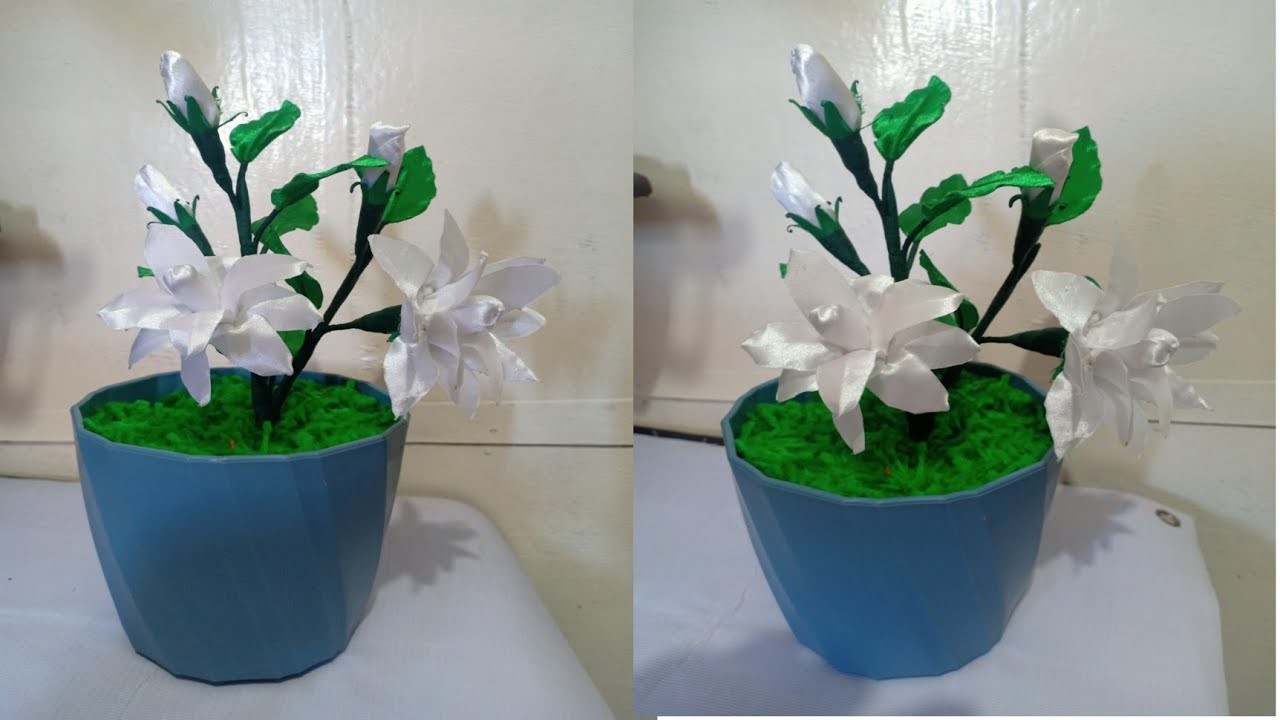 DIY How to make Jasmine Flowers from Satin Ribbon.Tupians Craft