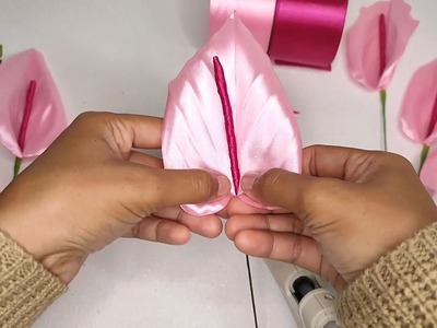 DIY | How To Make Satin Ribbon Flower | Pink Calla Lily Tutorial#satinribbonflowers #craft