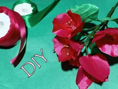DIY | How to make satin ribbon flower easy | Bougainvillea satin ribbon flower