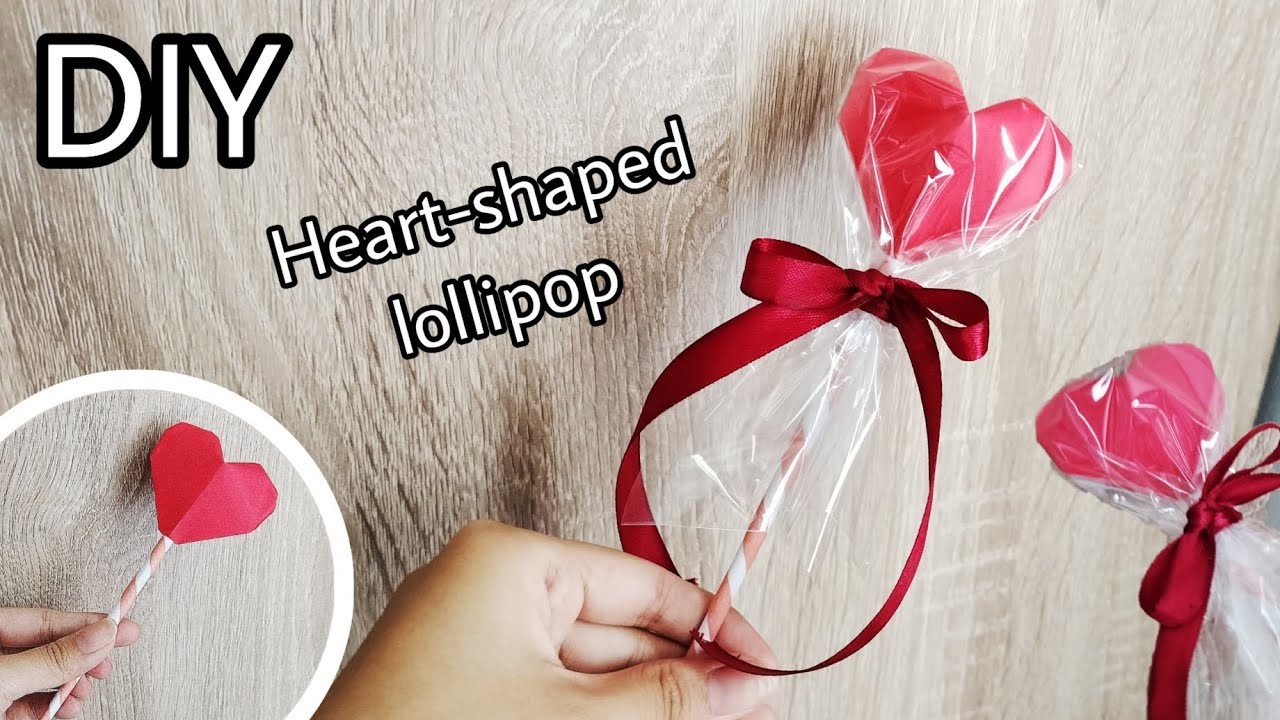 DIY paper heart lollipop | origami inflatable heart | valentines day gift ideas | origami valentines