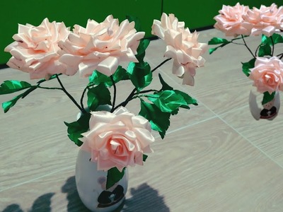 DIY.Tutorial how to make flowers from satin ribbon.Cara buat Bunga mawar cubit#flowers #homemade