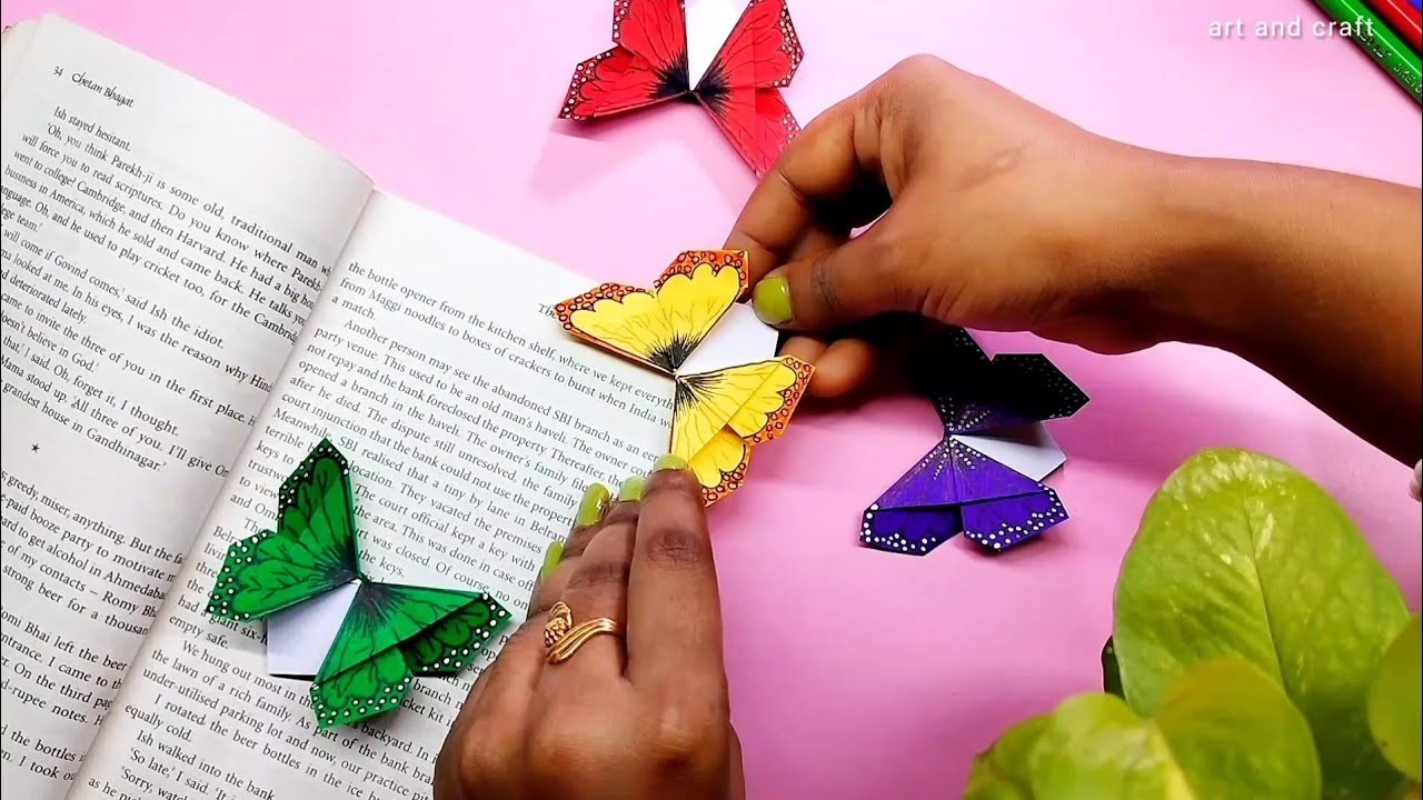 Easy DIY origami butterfly bookmark#bookmark#howtomakebookmark #art and craft#origamipaperbutterfly