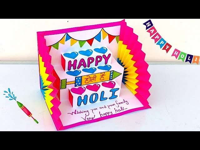 Happy Holi card making easy 2023. DIY Holi card ideas. Holi greeting card Handmade 2023