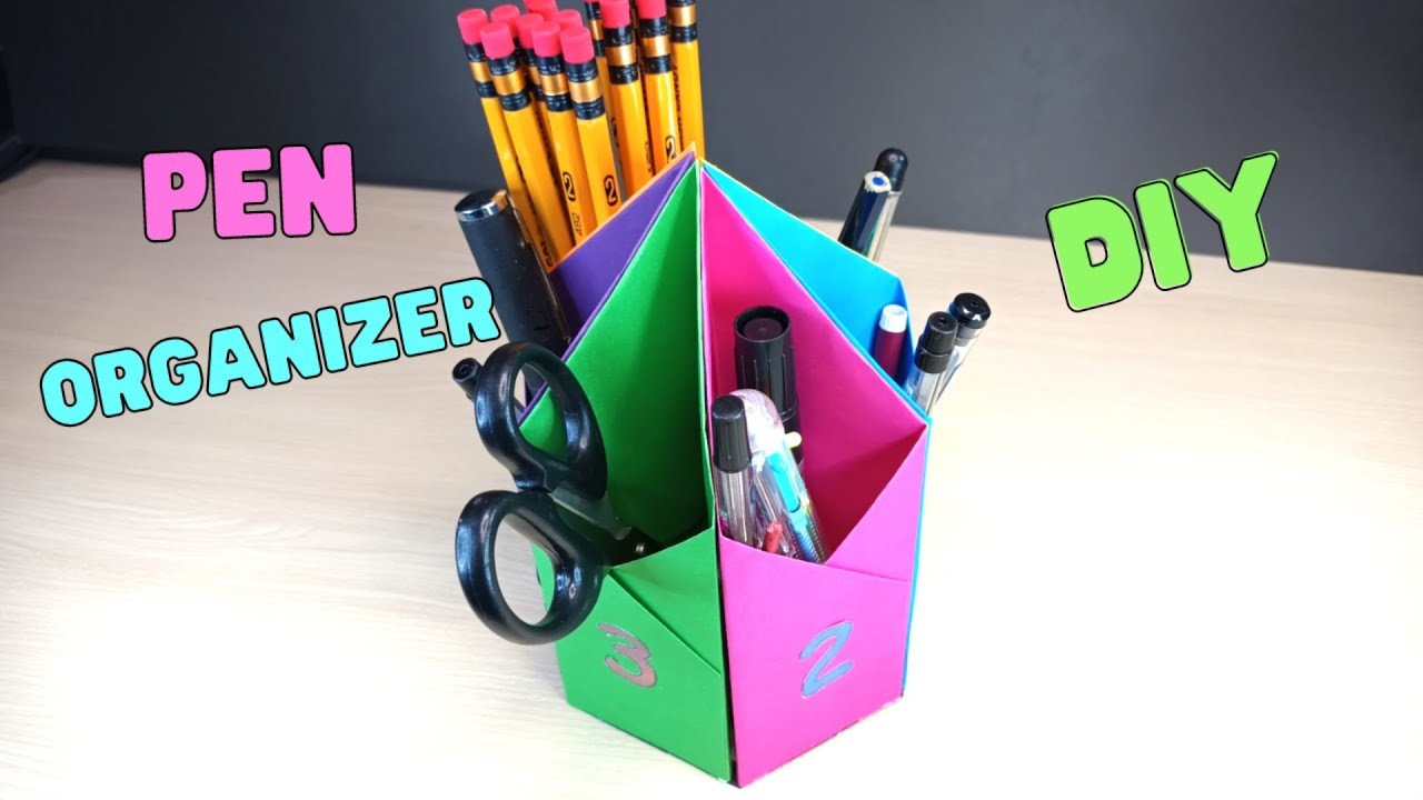 How To Make A DIY Pen Stand.Pen Holder.Pencil Holder.Pen Organizer-Origami