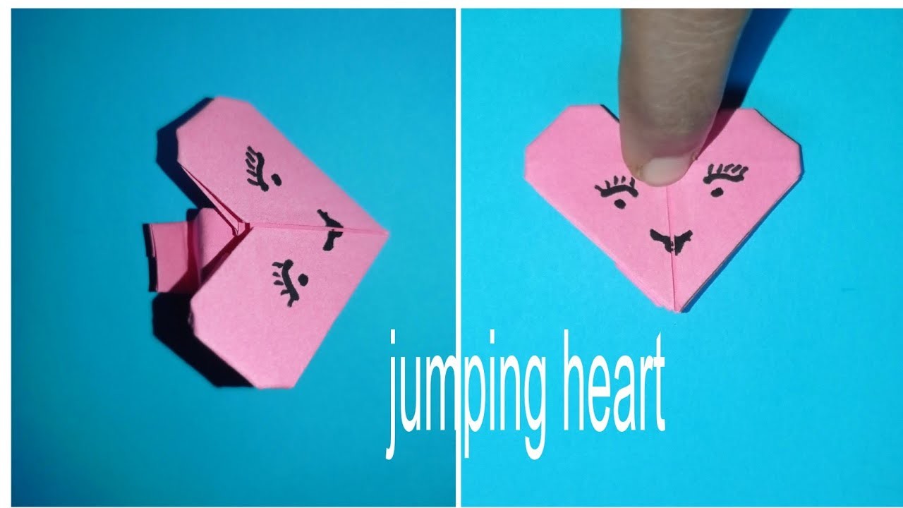 How to make easy&creative paper jumping heart|origami cute jumping heart|diy jumping heart making