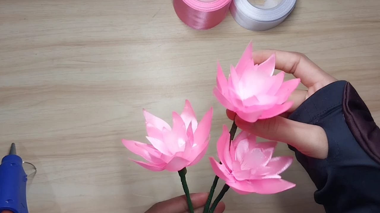HOW TO MAKE EASY SATIN RIBBON FLOWERS DIY | Tutorial Cara Membuat Bunga dari Pita Satin