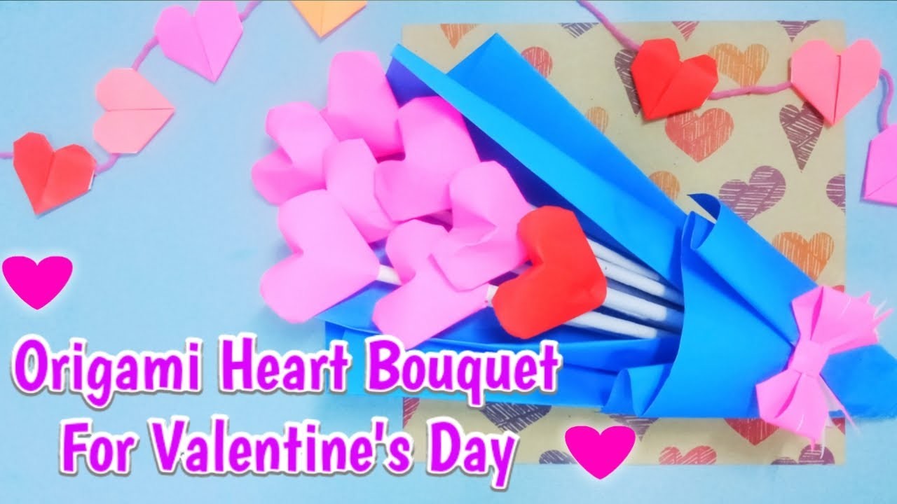 HOW TO MAKE ORIGAMI HEART BOUQUET || SPECIAL FOR Valentine's Day