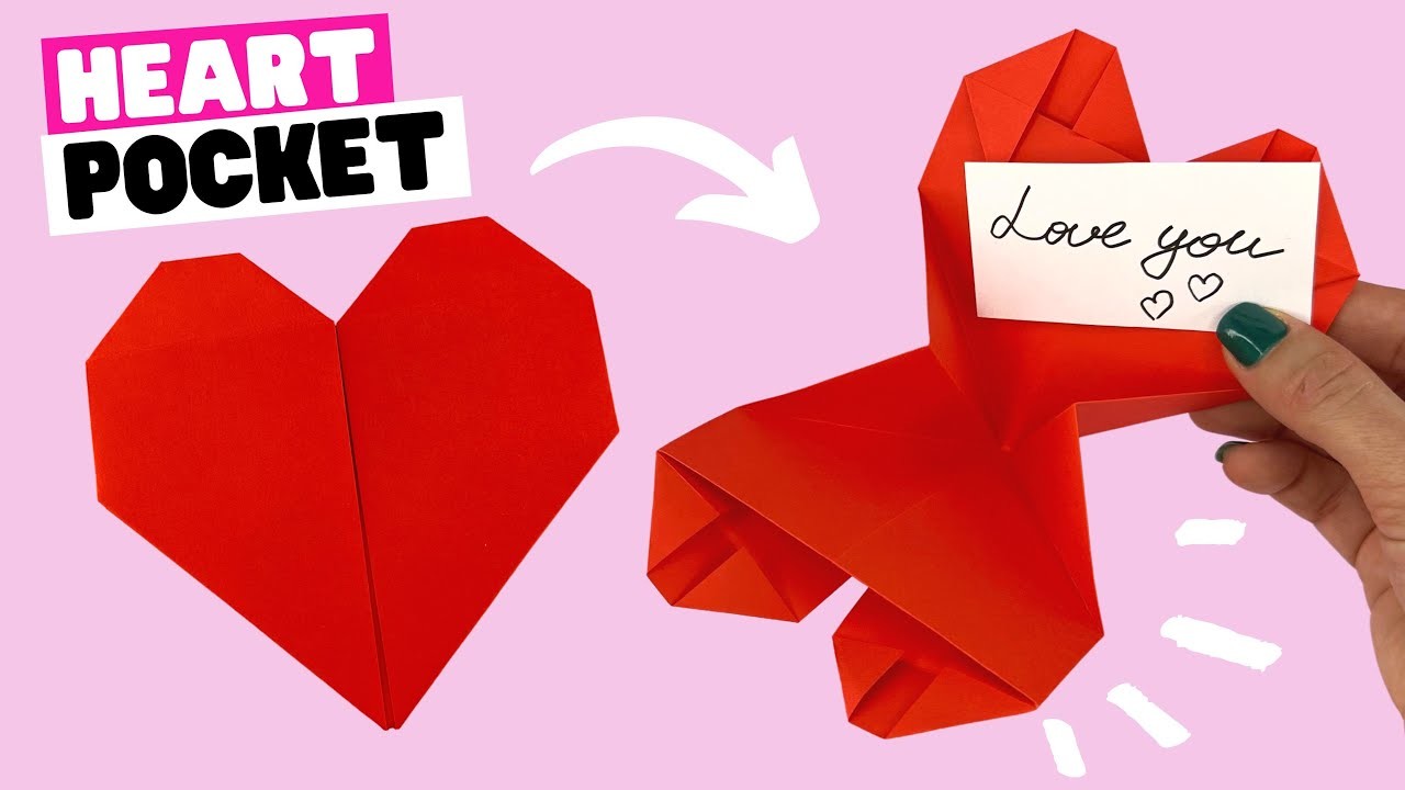 How to make origami HEART pocket, origami Valentine's Day