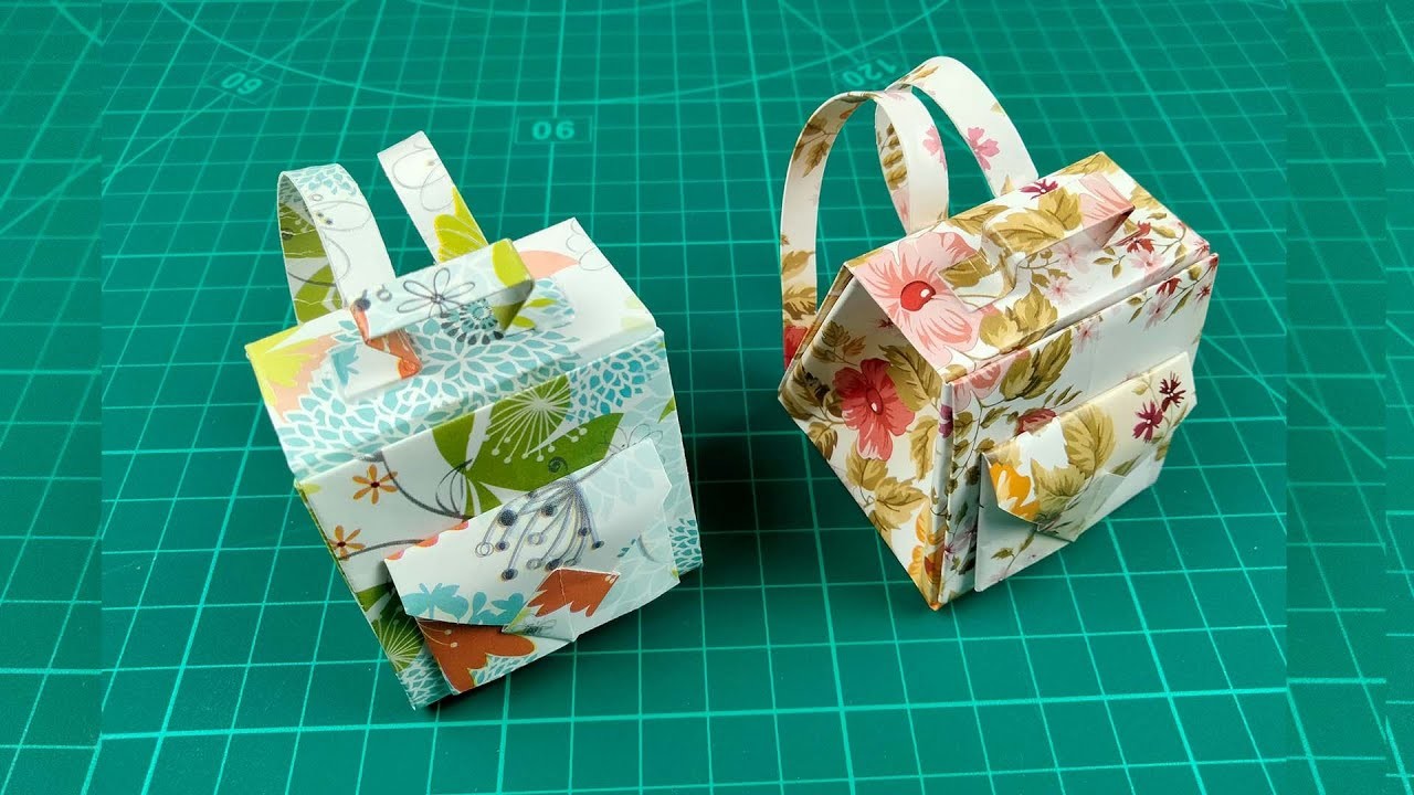 How To Make Paper Bags with Handles - Origami Paper Bag - Origami Gift Bags - DIY Miniature Paper
