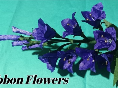 How to make satin ribbon flower | harebell flower | bluebell  campanula | DIY easy
