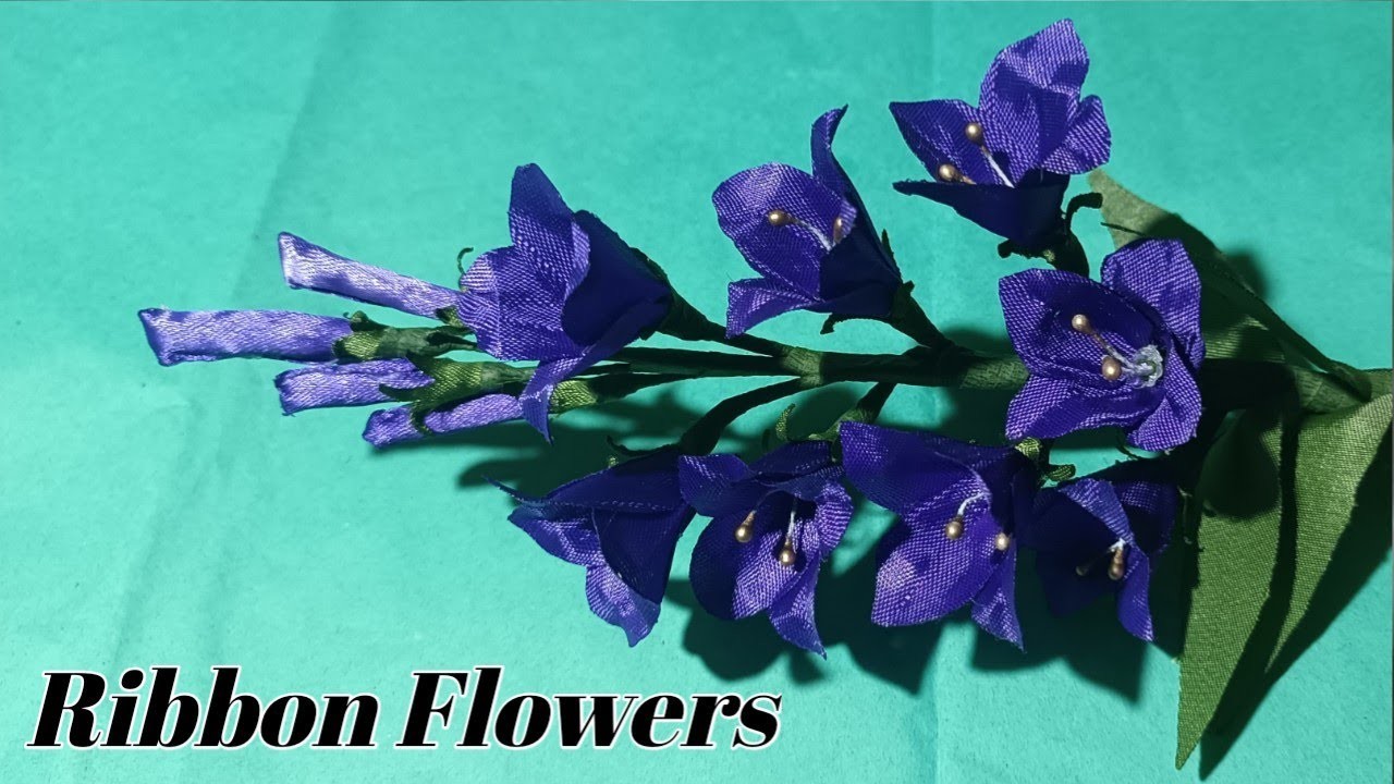 How to make satin ribbon flower | harebell flower | bluebell  campanula | DIY easy