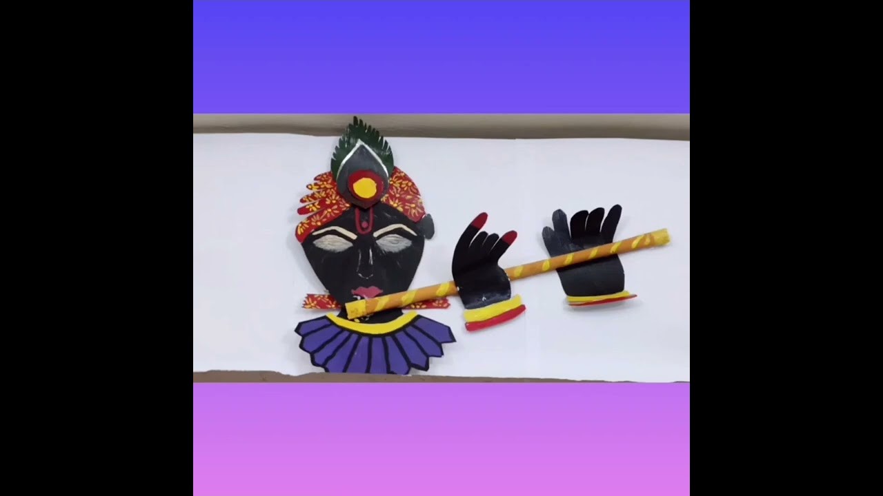 Lordkrishna#peacefulmusic#papercraft#acrylic#bestoutofwaste#usingdisposablecontainerslid