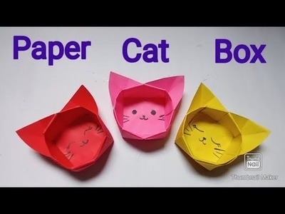 Paper Cat Box | How to make paper cat box | Origami paper cat box | easy cat box | diy