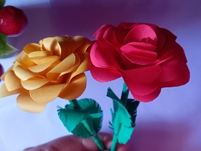 Paper made rose ????.paper craft. mona simple craft