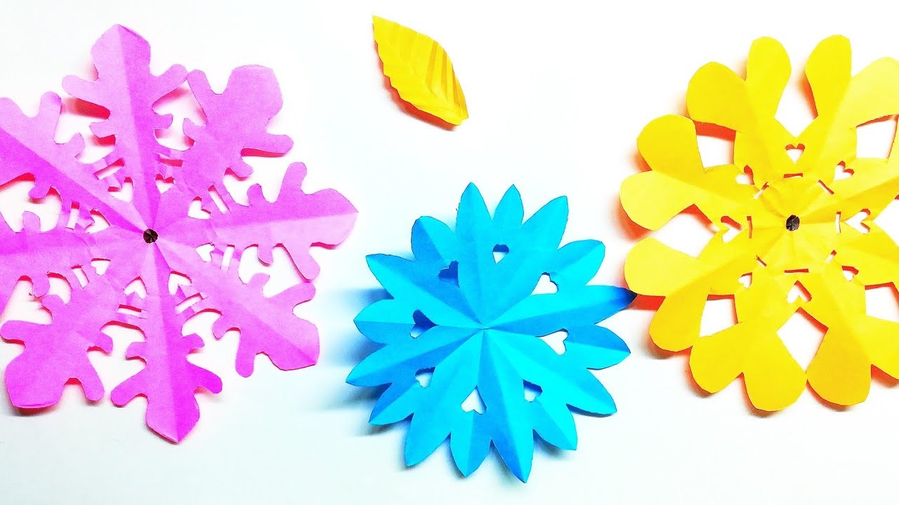 Paper snowflake paper folding diy paper origami craft for kids