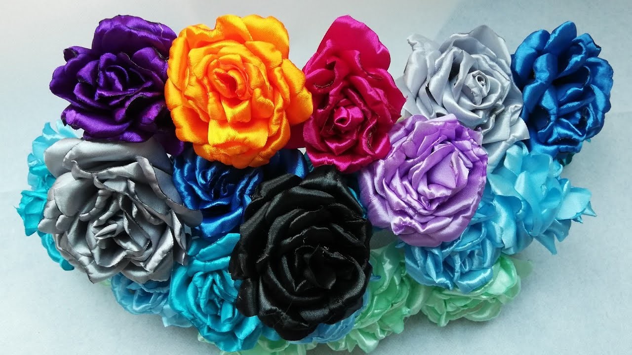 Satin ribbon flowers. Easy ribbon rose tutorial