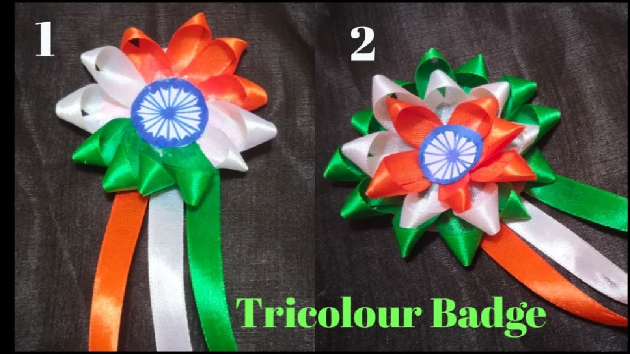 Tricolour Ribbon Badge.Tricolour For Republic & Independence Day | DIY Make Your Own Tricolour Badge