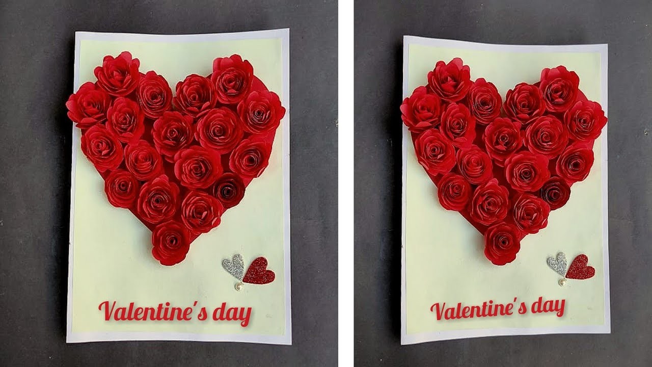 Valentine's day special craft. handmade paper craft ideas. paper craft.paper rose. . 