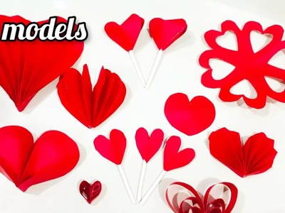 10 models of origami hearts | Easy 3d hearts paper crafts