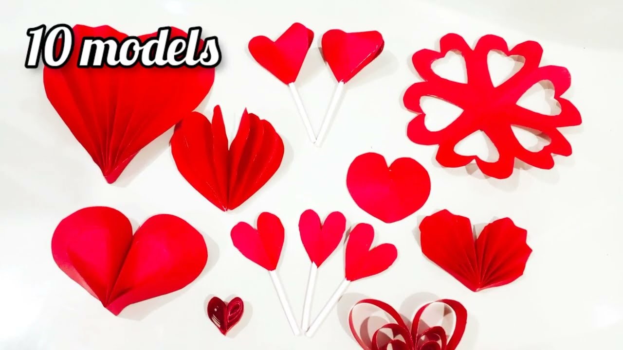 10 models of origami hearts | Easy 3d hearts paper crafts