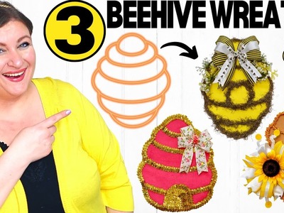 3 Dollar Tree BEEHIVE Wreath Tutorials | How to make a Beehive Wreath