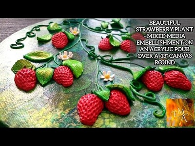 #50 Strawberry Art! ???? My 50th Video Milestone! Dutch Pour+Glue Gun+Polymer Clay! @abcreativeofficial