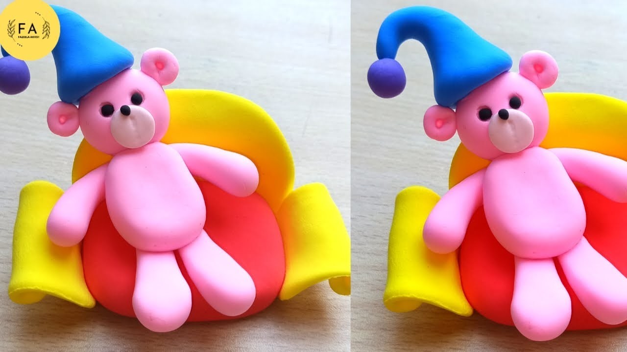 A Teddy Bear Sitting on Sofa | Clay art | Fazeela Artist