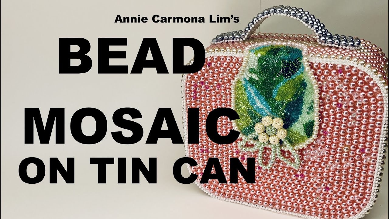 Bead mosaic #1 USE your empty used tin cans lying around the house! Very easy happy project.
