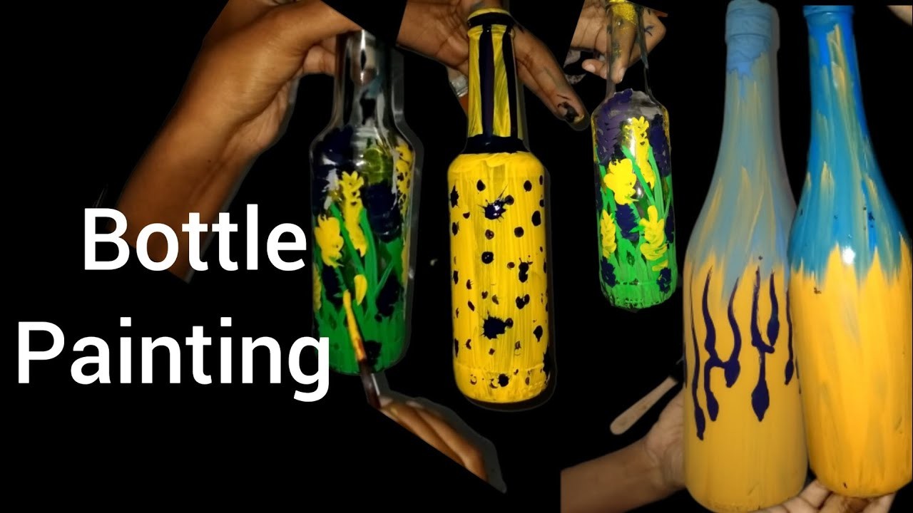 Bottle painting art||Reuse for home decoration||bottle art tutorials
