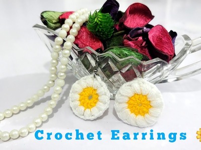 Dahlia Earrings | Easy Crochet Earrings Tutorial#crochetearring#crochet#crochê  @meesembroidery37
