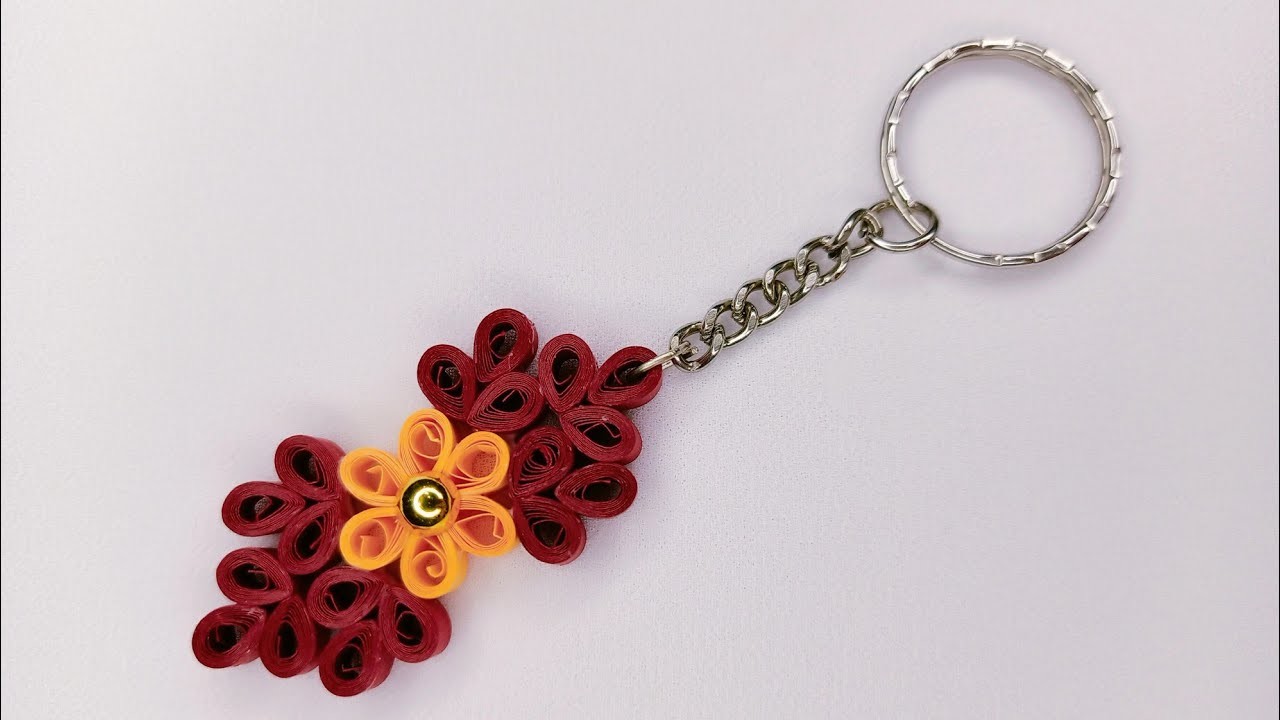 Designer quilling keychain. How to make quilling keychain. Tutorial