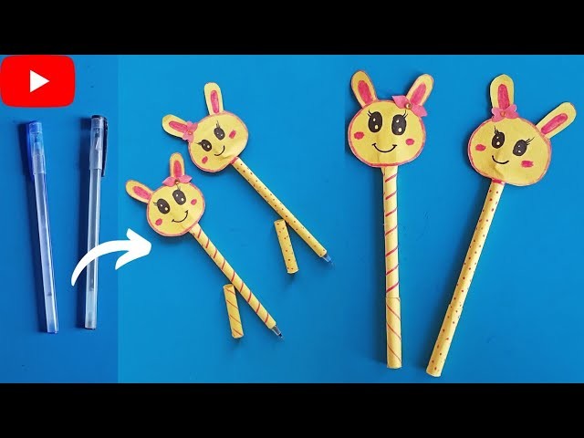 DIY Cute paper pen decoration| Easy Origami Paper Pen | Paper Craft | Pen Decoration Idea | Kids Pen