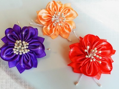 DIY how to make beautiful ribbon flowers, embriodery design, hair band making