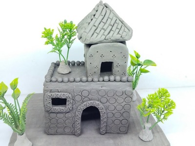 DIY how to make polymer clay miniature House #miniturehouse #houseplane